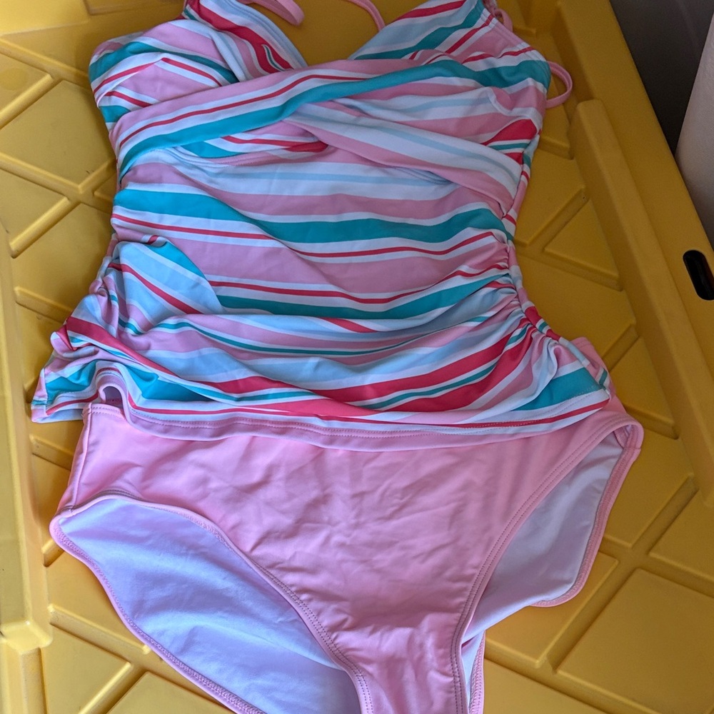Striped Pink and Blue Women's Swimsuit